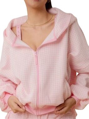 Blogilates Marshmallow Hoodie - Size Medium - Pink Gingham